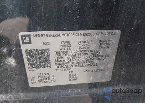 2020 GMC Terrain Awd Slt from USA, damaged, VIN 3GKALVEV6LL298241